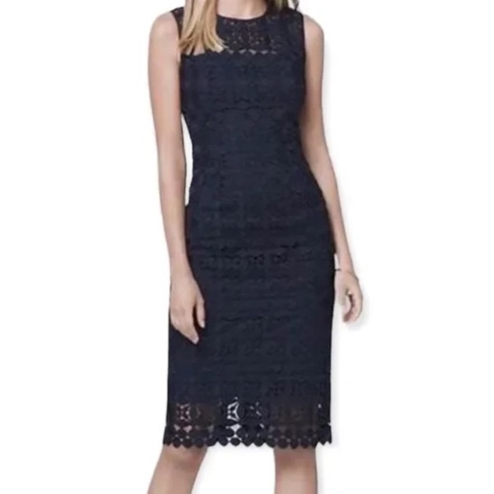 New With tags White House Black Market SL Lace Sheath W Veiling Dress